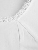 Langarmshirt - Spitzenbesatz - weiß