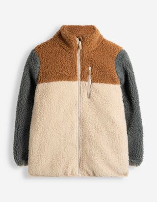 Jacke - Color-Blocking - Beige