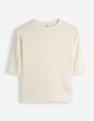 Pullover - Lochstrick - wei&szlig;