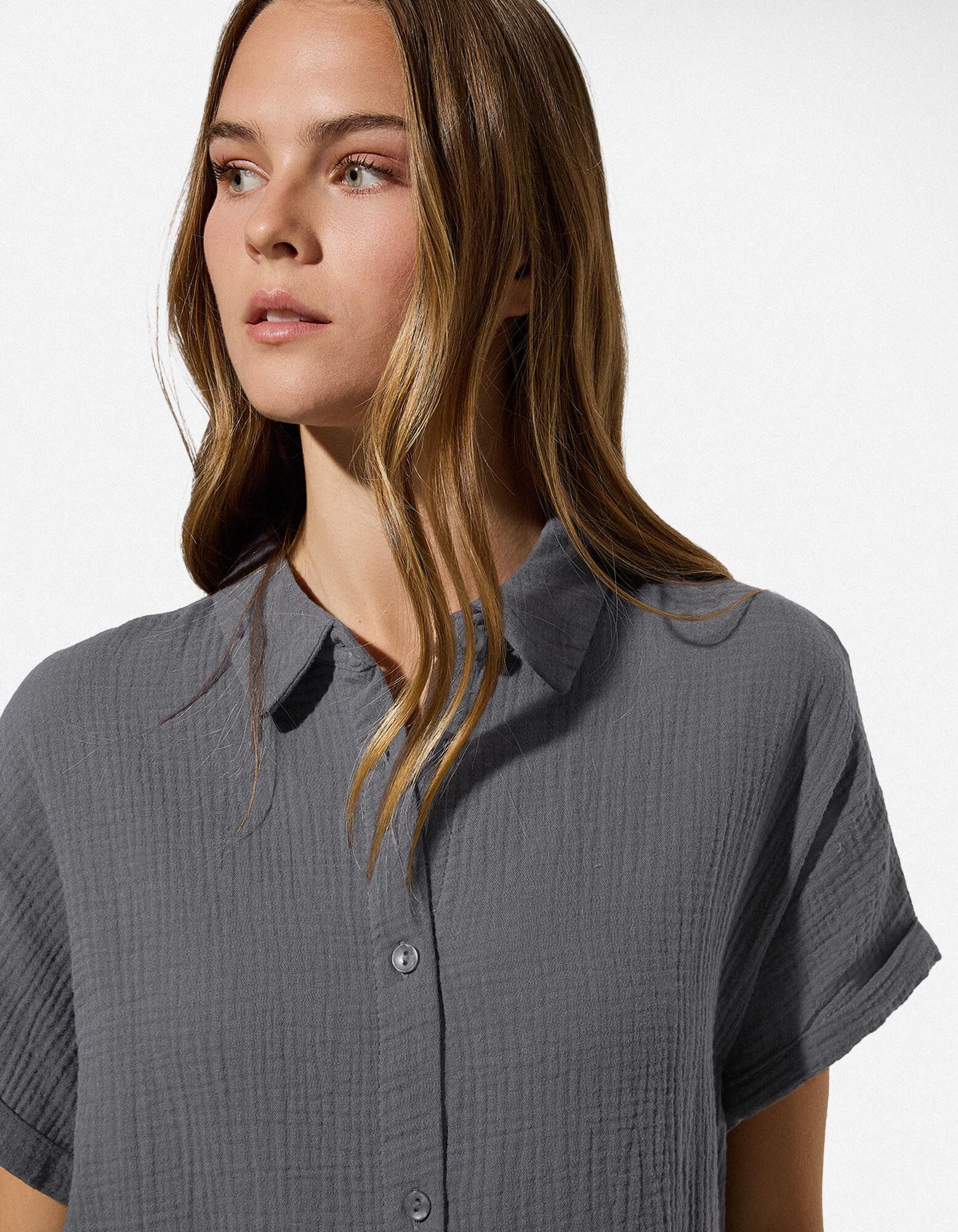 Chemise - Mousseline - gris fonc&eacute;