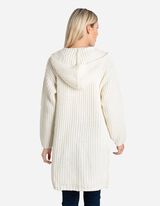 długi kardigan - Kaptur - bialy