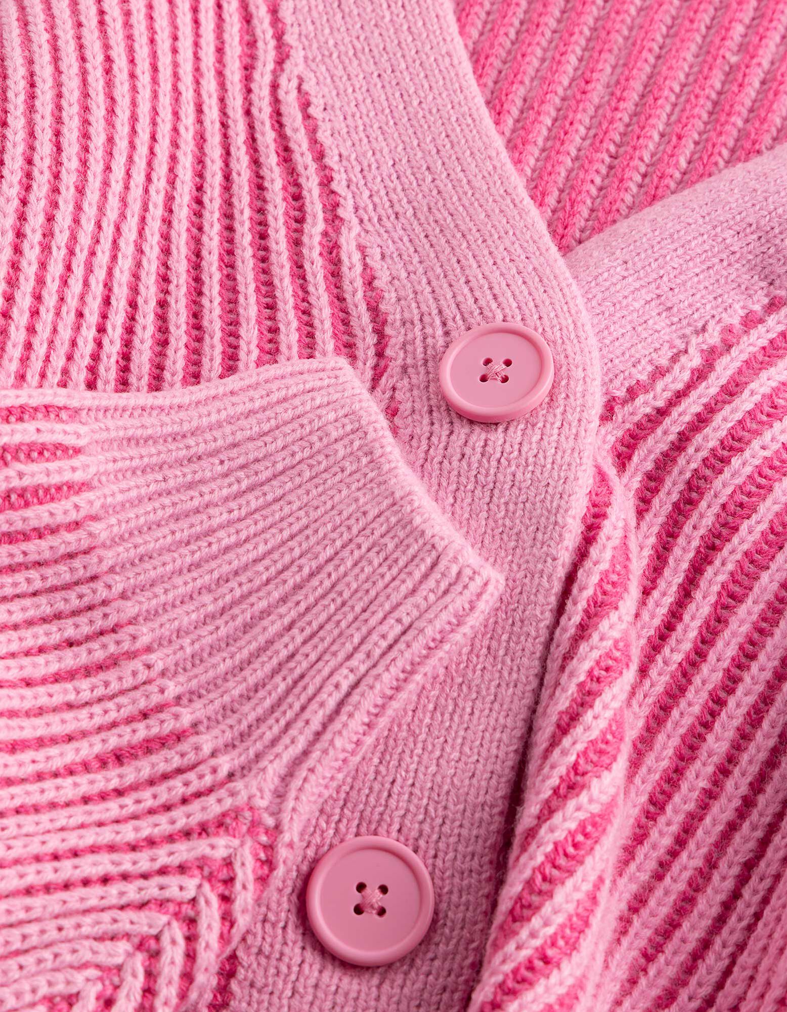 Strickjacke - Streifen - Rosa
