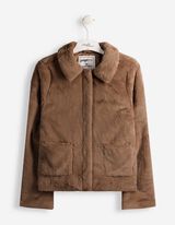 Jacke - Pl&uuml;sch - Braun