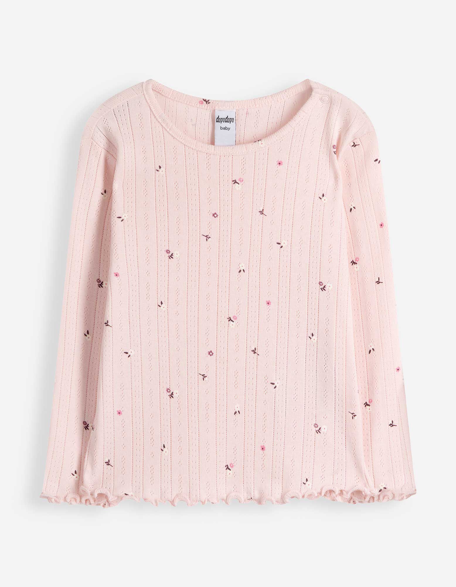 Langarmshirt - Baumwolle - Rosa