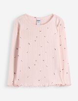 Langarmshirt - Baumwolle - Rosa