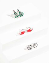 auskarai - 3 vnt. pakuotė - sidabrinis