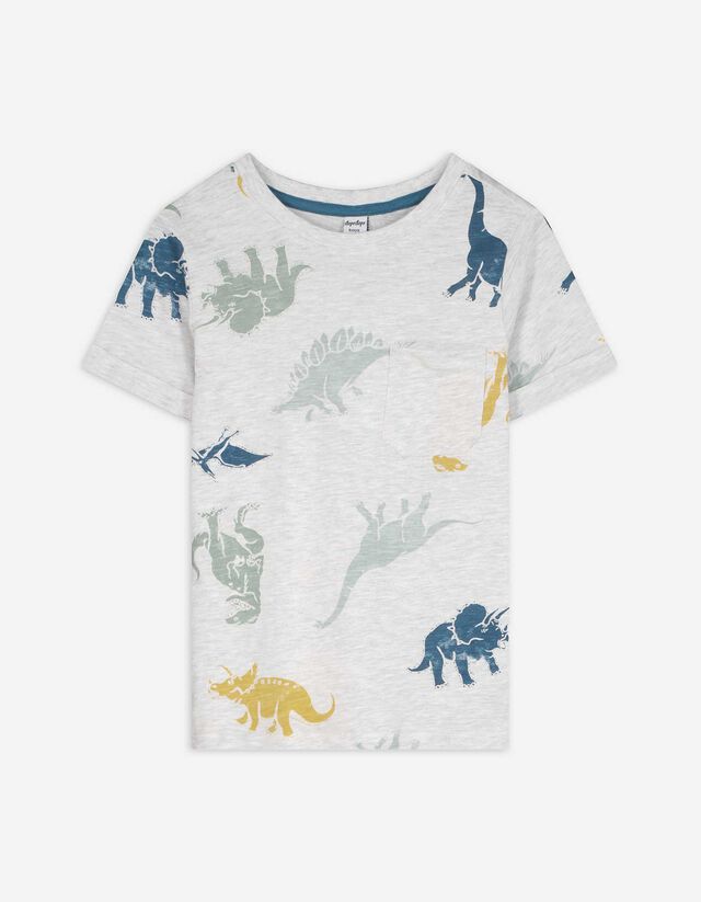 T-Shirt - Allover-Print - hellgrau