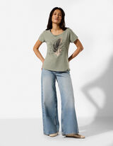 T-Shirt - Glitzerprint - Khaki