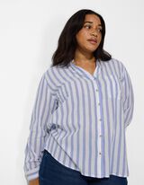 Hemdbluse - Streifen - dunkelblau