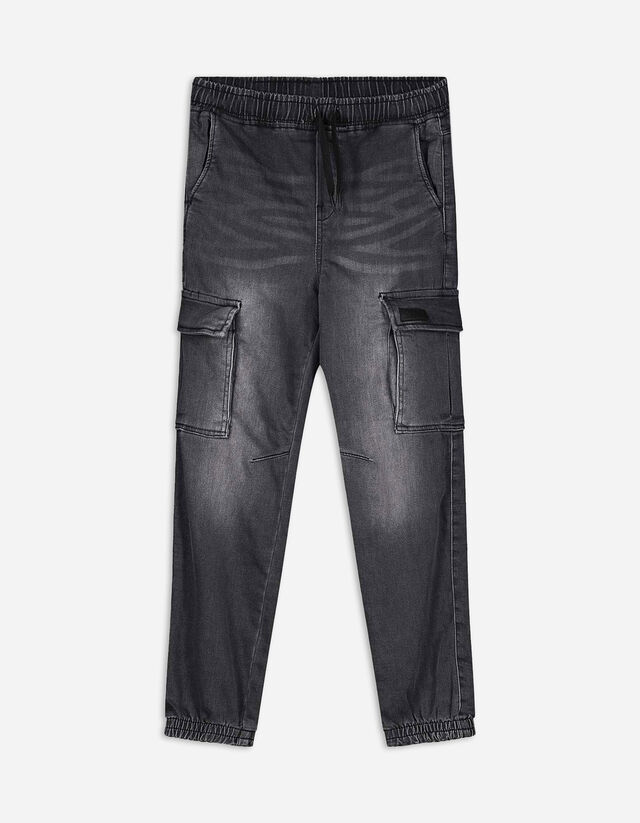 Cargohose - Denim - grau