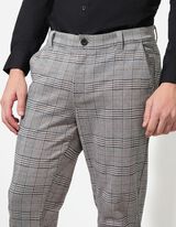 Chinohose - Glencheck - hellgrau