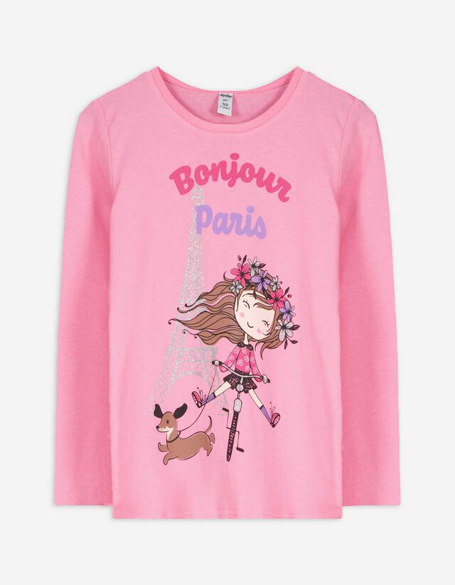 Langarmshirt - Frontprint - pink