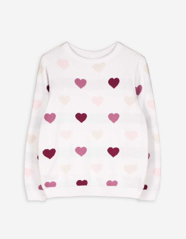Strickpullover - Allover-Print - weiß