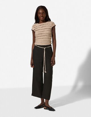 Culotte - Leinen-Optik - Schwarz