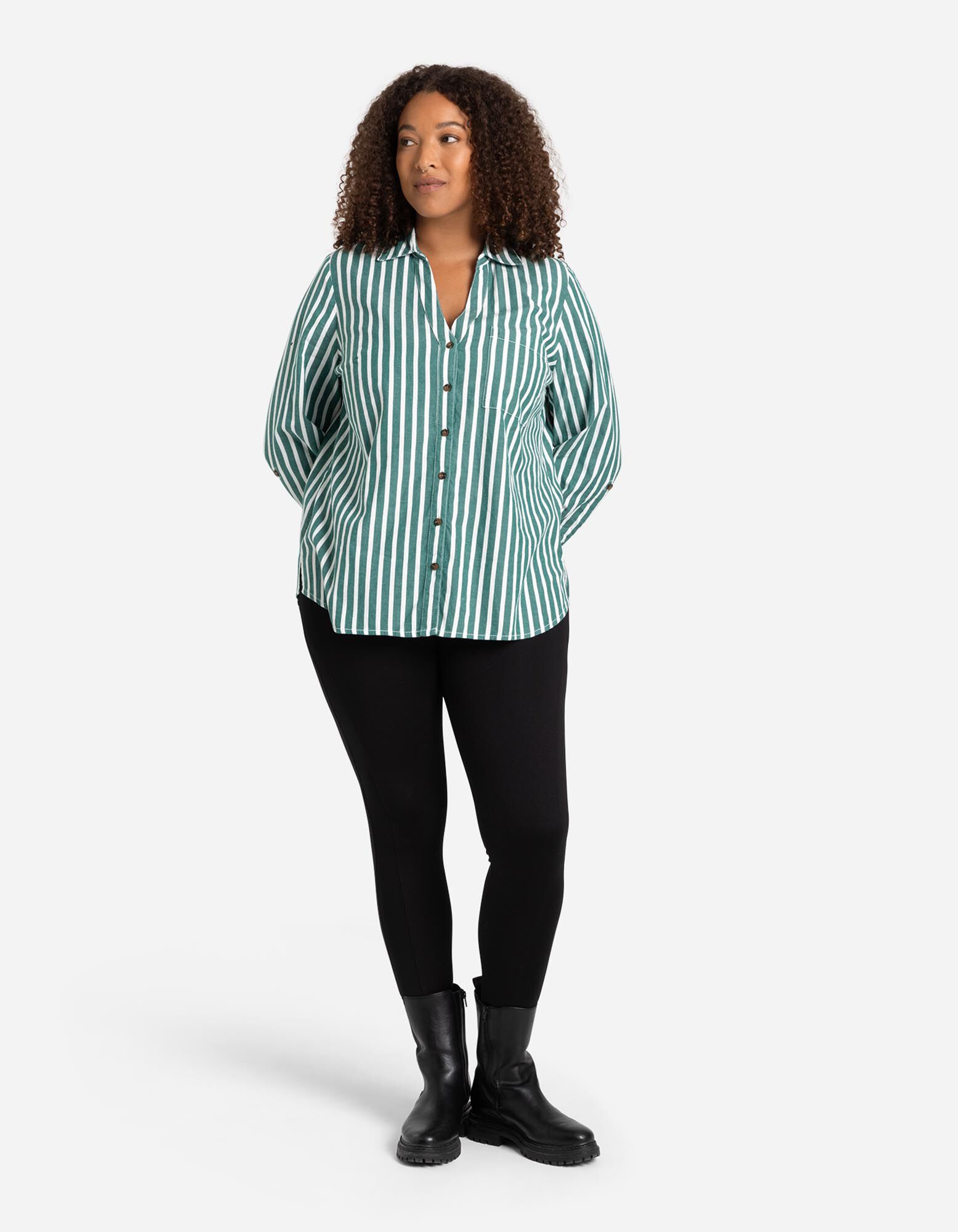 【CPC-L30】kazu123211 Bluză cu mânecă lungă - Serafino cut-out - Verde inchis