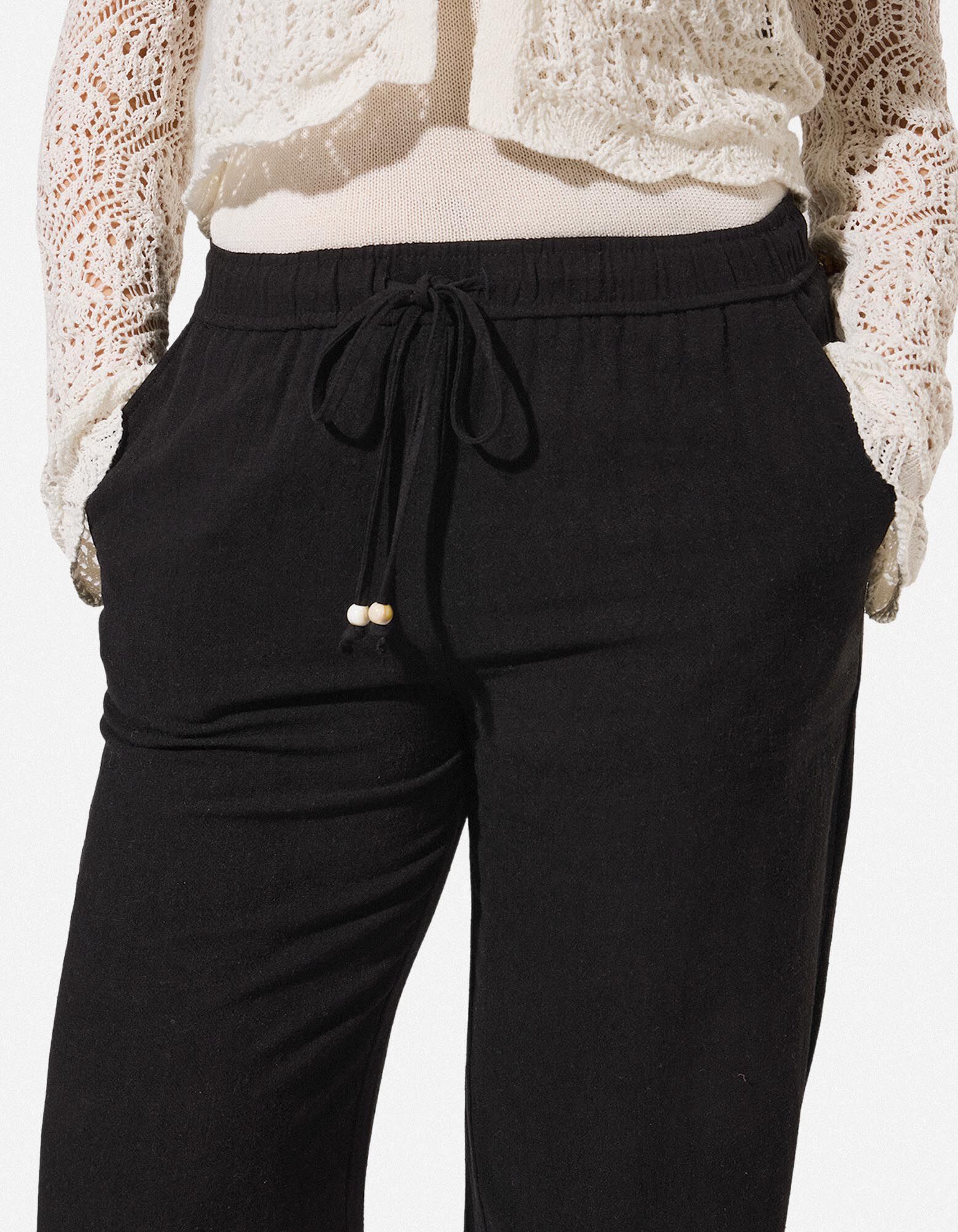 Pantalon - Aspect lin - noir