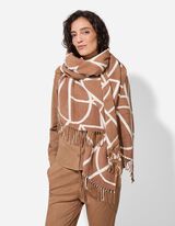 szal - nadruk na całej powierzchni - jasnobrazowy-e-a