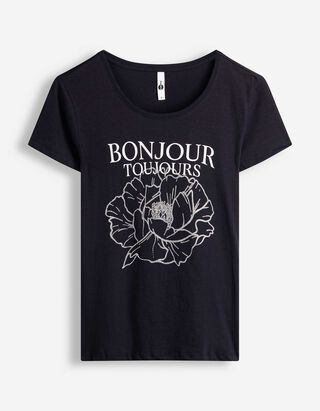 T-Shirt - Glitzerprint - Dunkelblau