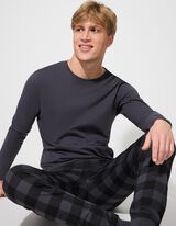 Felsőből és nadrágból álló pizsama szett - Dzsörzé - sötétszürke