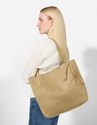 Shopper - Wildlederimitat - hellgr&uuml;n