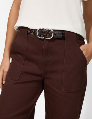 Ceinture - Motif peau de serpent - Beige