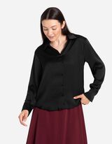 Bluse - Satin - schwarz