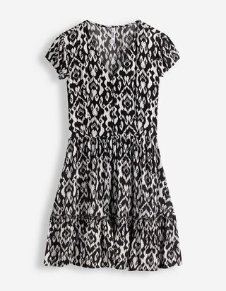 Kleid - Allover-Print - Schwarz