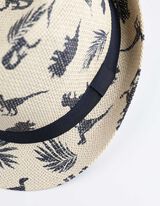 Vasarinė skrybėlė - Su dinozaurų piešiniais - smelio spalvos