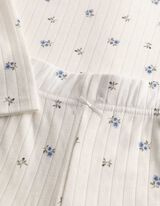 Pyjama Set aus Shirt und Hose - Strukturiertes Material - Off-White