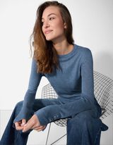 Pletený sveter - Ozdobné gombíky - tmavomodra