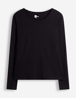 Langarmshirt - Baumwolle - Schwarz