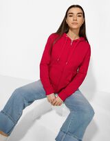 Veste molletonn&eacute;e - Capuche &agrave; cordon - Rouge