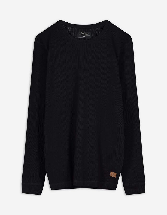 Langarmshirt - Regular Fit - schwarz