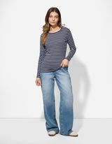 Longsleeve - Sierknopen - donkerblauw