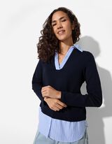 Blouseshirt - Katoenmix - donkerblauw