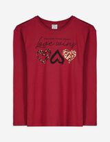 Longsleeve - Print - donkerrood
