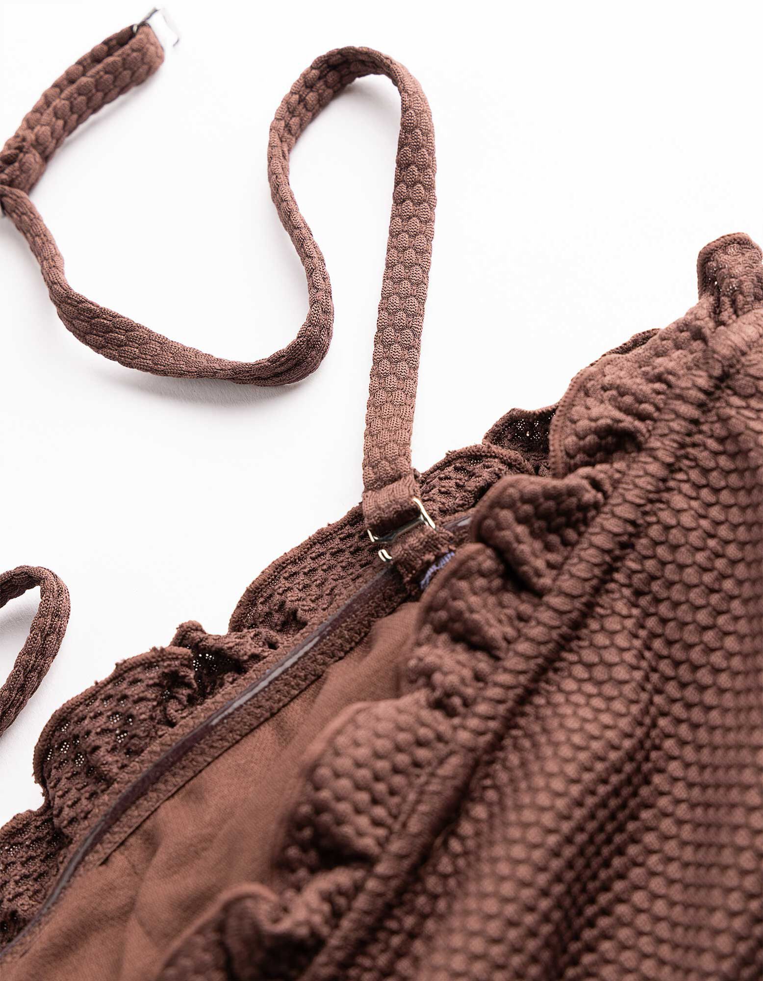 Bikinitop - Gestructureerd materiaal - bruin