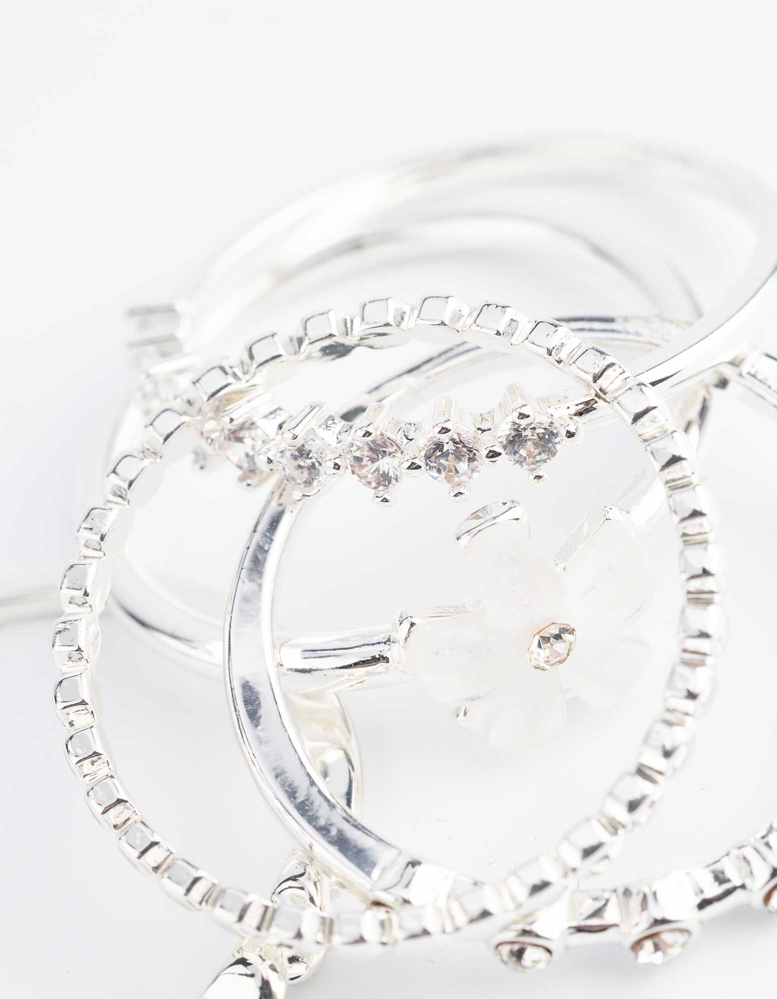 Ring - 5er-Pack - silberfarben