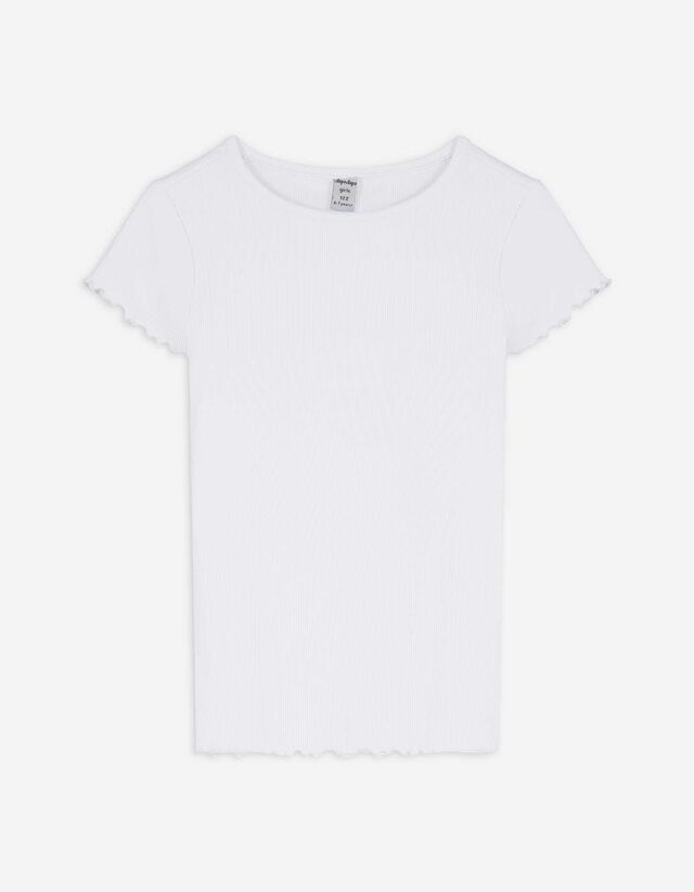 T-Shirt - Rippenstruktur - weiß