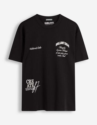 T-Shirt - Relax Fit - schwarz