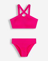 Ensemble haut de bikini et slip de bikini - Mati&egrave;re structur&eacute;e - rose