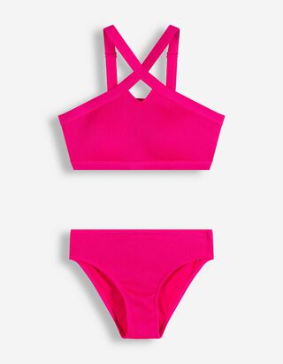 Set aus Bikinitop und Bikinislip - Strukturiertes Material - pink