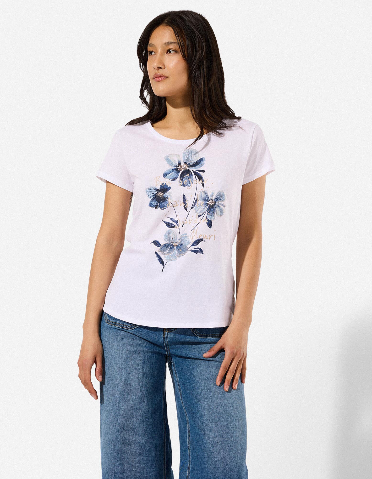 T-shirt - Glitterprint - wit