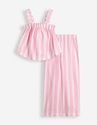 Set aus Top und Hose - Streifen - Pink