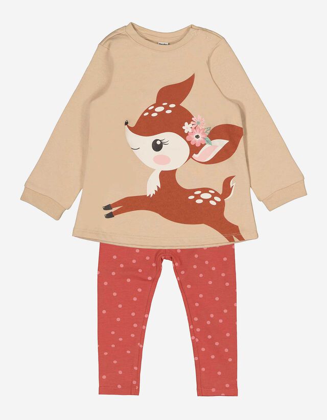 Set composto da felpa e leggings - Stampa - beige