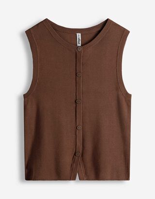 Stricktop - Knopfleiste - braun