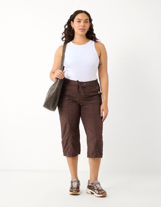 Caprihose - Fixierter Beinumschlag - Braun