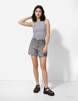 Cropped Top - Streifen - weiß