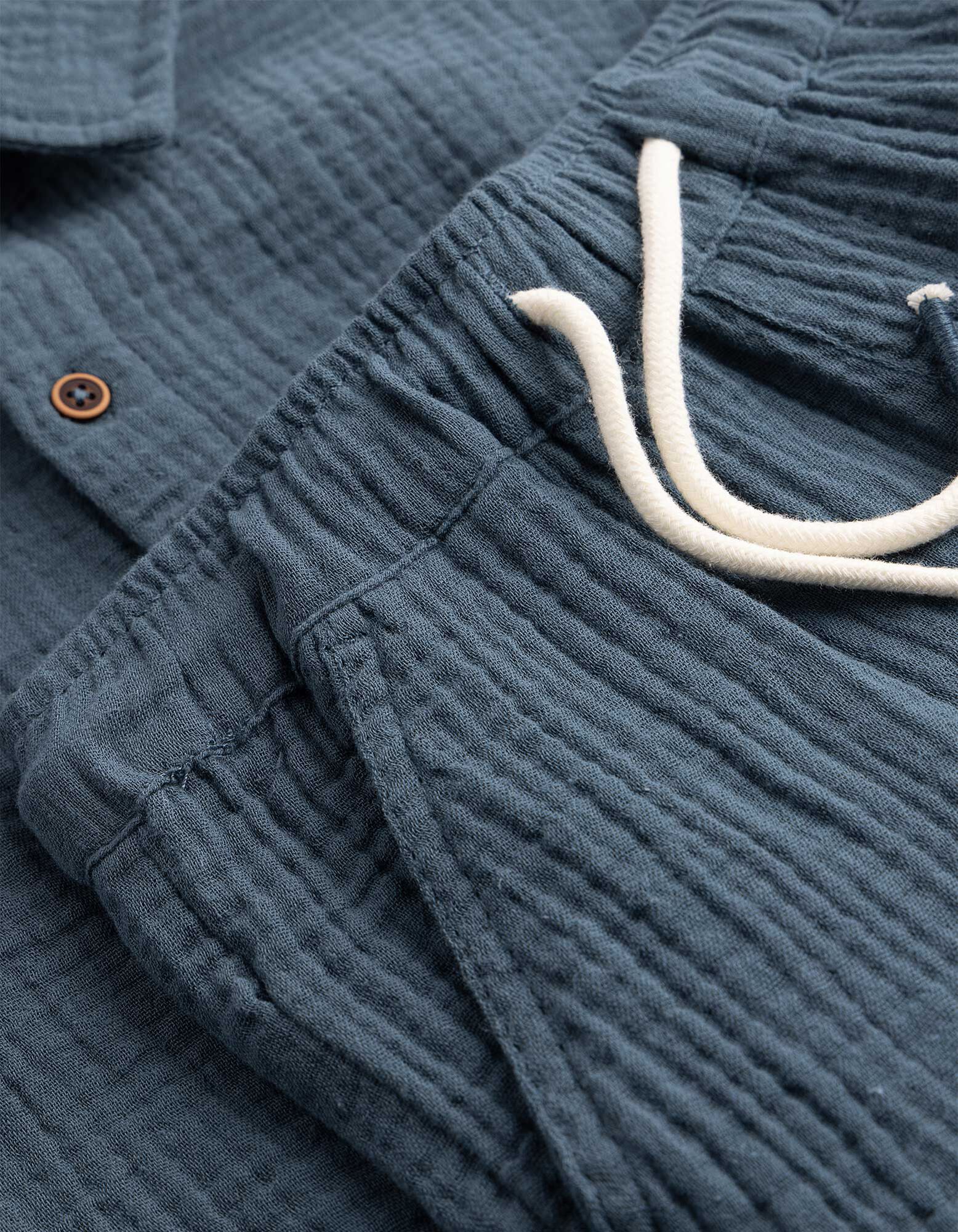 Ensemble chemise et short - Mousseline - Bleu