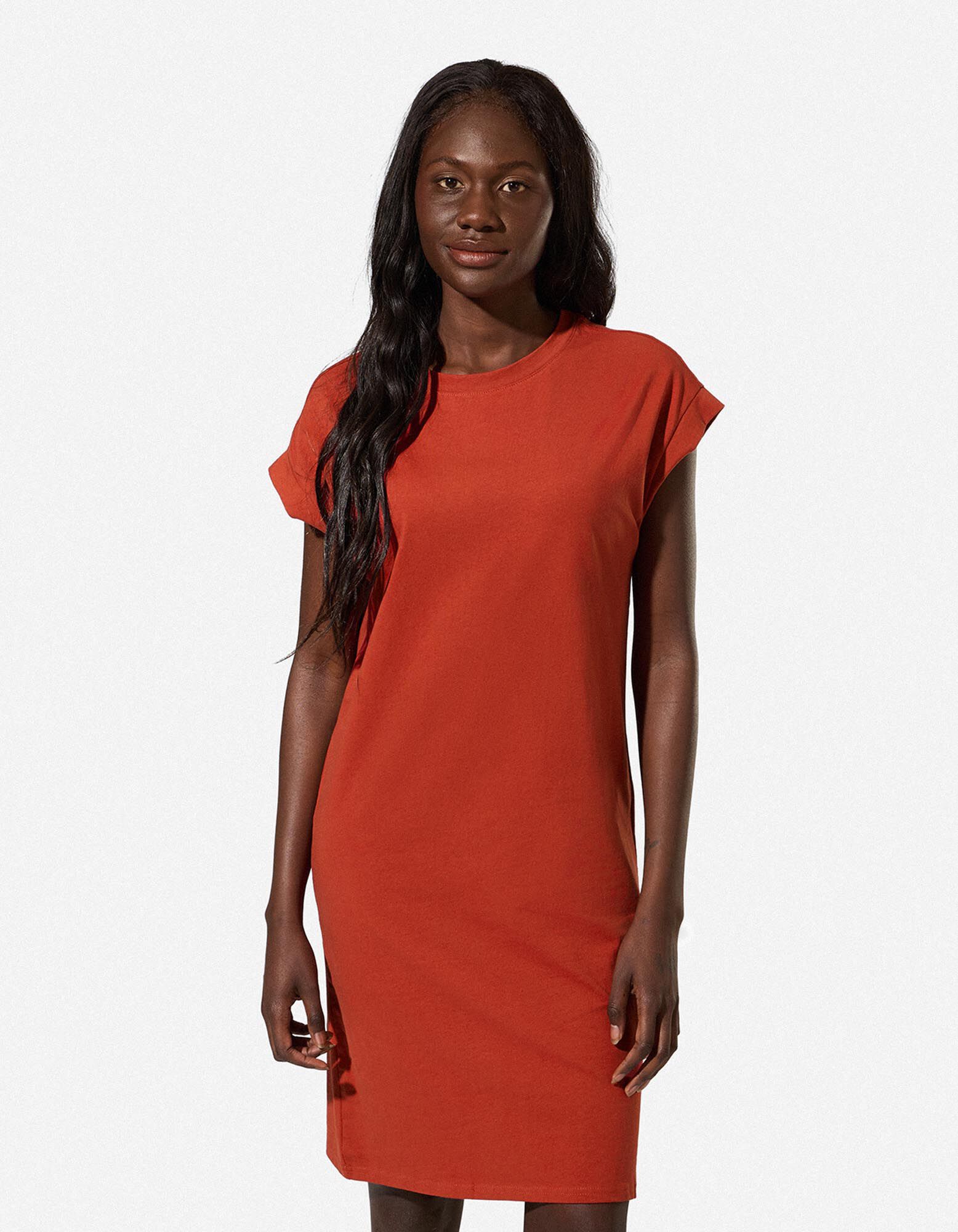 Kleid - gerade geschnitten - Rost